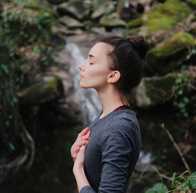 Meditating Hands Over Heart